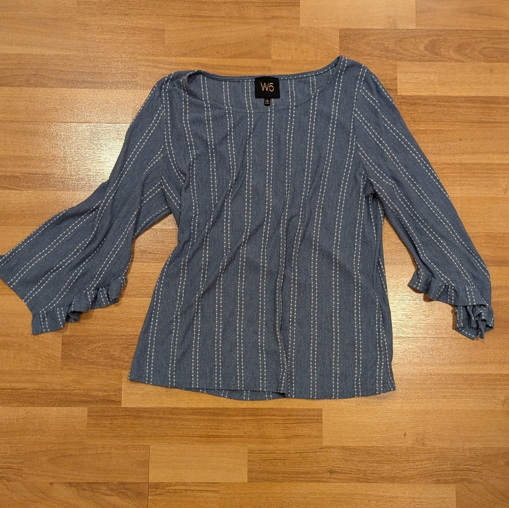 W5 Preppy Meets Hippy, Blue and White Striped Blouse